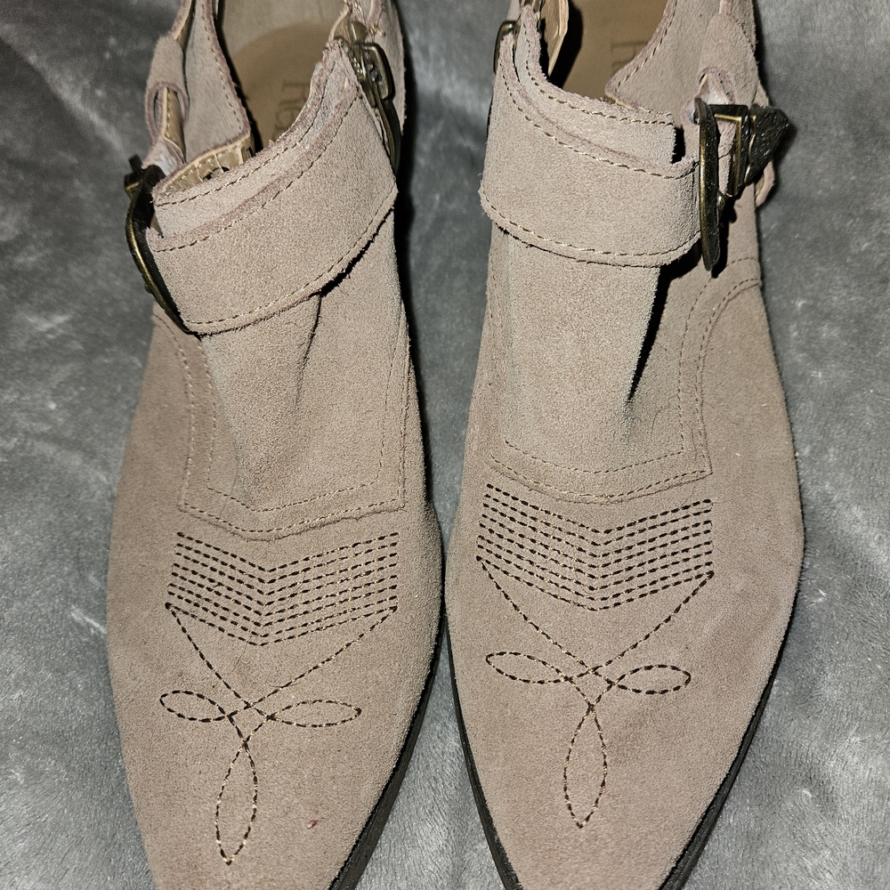 Reba Barrel Suade Ankle Boots with Buckle Detail